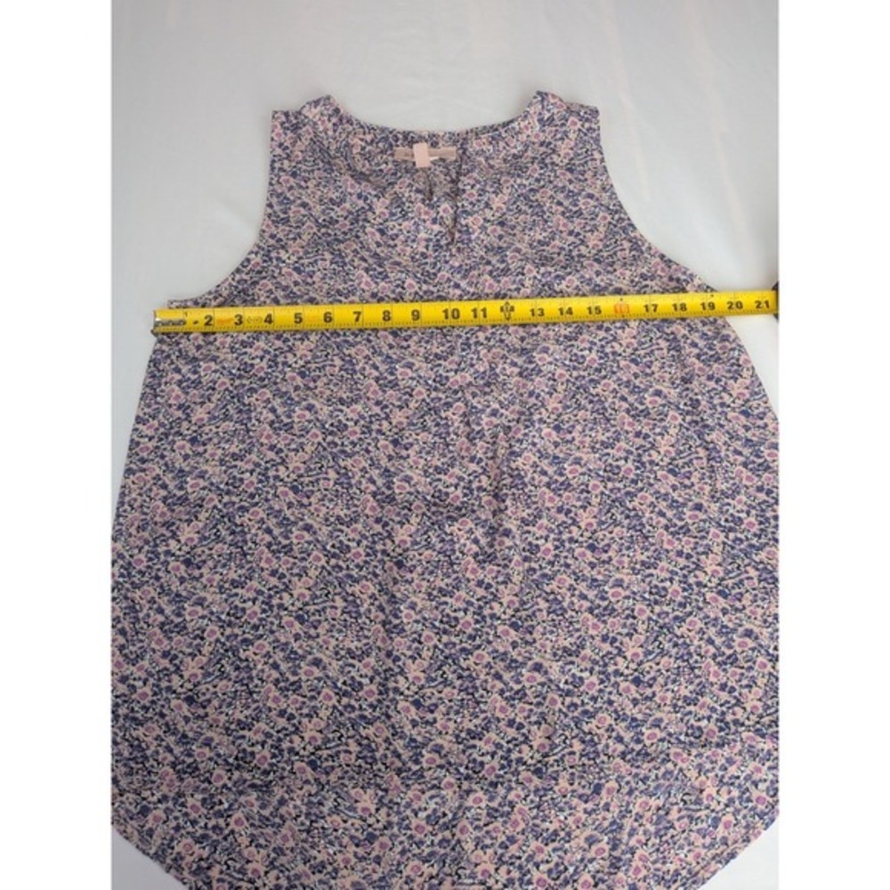 Philosophy Republic Clothing Blue Purple Floral Split Neck Sleeveless Blouse S - Picture 8 of 8